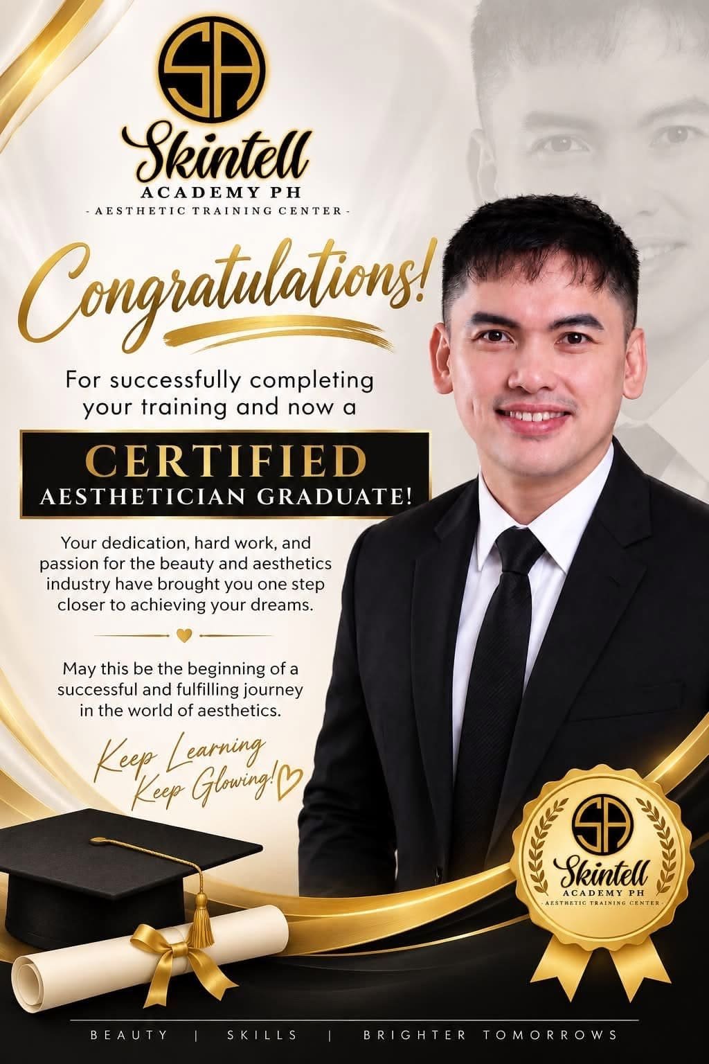 Certificate: Certified Aesthetician graduate, Skintell Academy PH